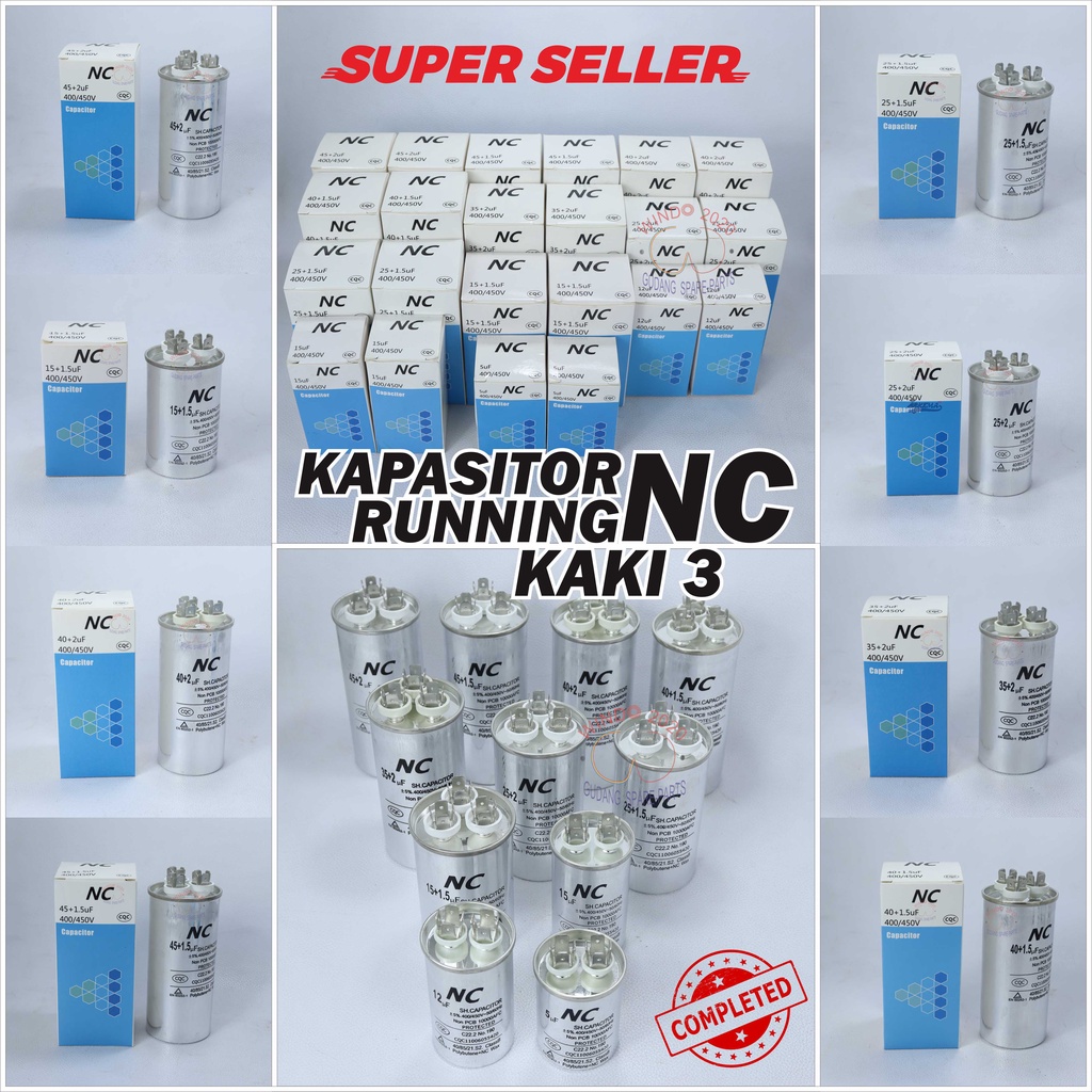 KAPASITOR NC | RUNNING CAPASITOR | KAPASITOR STARTING 3 KAKI | ALCO AC