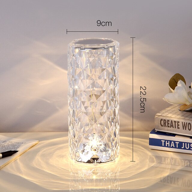 &lt;^ SJA ^&gt;  Lampu Meja LED Crystal 16 colour light / Lampu Kristal Rose Diamond Table Lamp USB charging + Remote / Lampu Hias LED Crystal