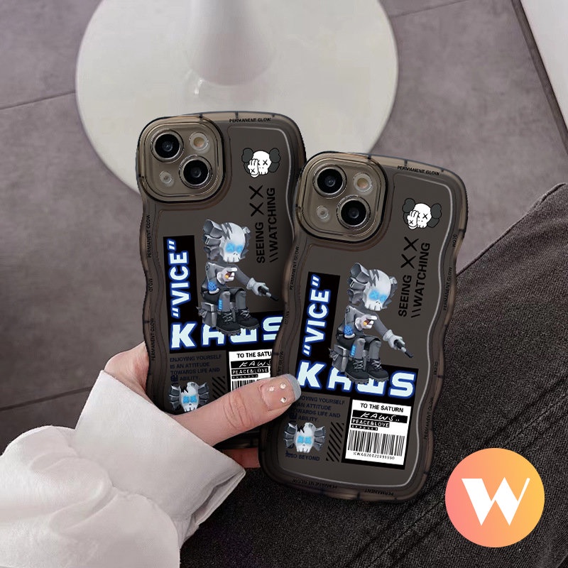 IPHONE Casing Tepi Bergelombang Kaws Merek Trendi Kompatibel Untuk Iphone7 6 Plus11 12 14 13 Pro Max XR X XS Max 6s8 14 Plus SE 2020 Kartun Beruang Keras Lembut Tpu Phone Cover