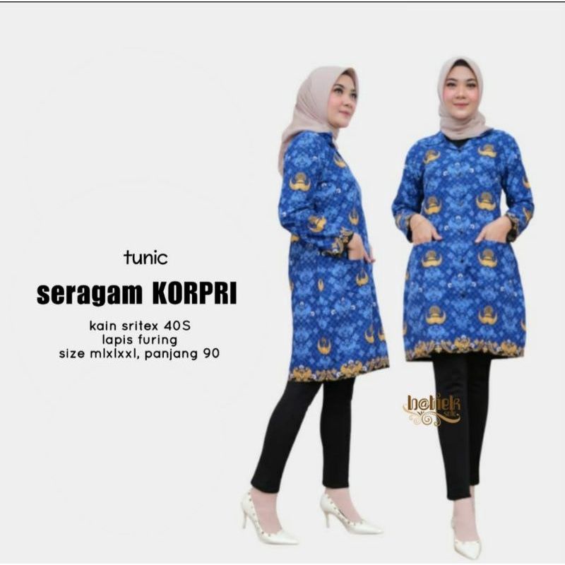 TUNIK !!!SRAGAM KORPRI RESMI WANITA BAHAN KATUN C 40 KRAH HITAM