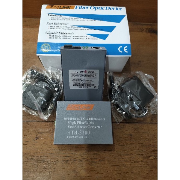 HTB3100, Media Converter OPTICAL (A/B) FO to LAN 10/100Mbps WDM HTB-3100 ( Sepasang )