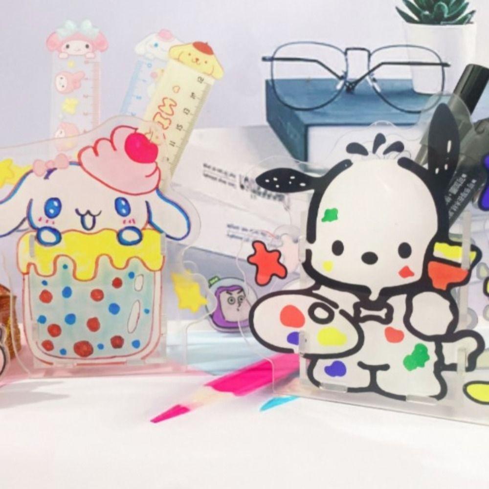 Mxbeauty Tempat Pensil Kawaii Kartun Transparan Siswa Alat Tulis Sekolah Kantor Perlengkapan Kapasitas Besar Desktop Storage Box