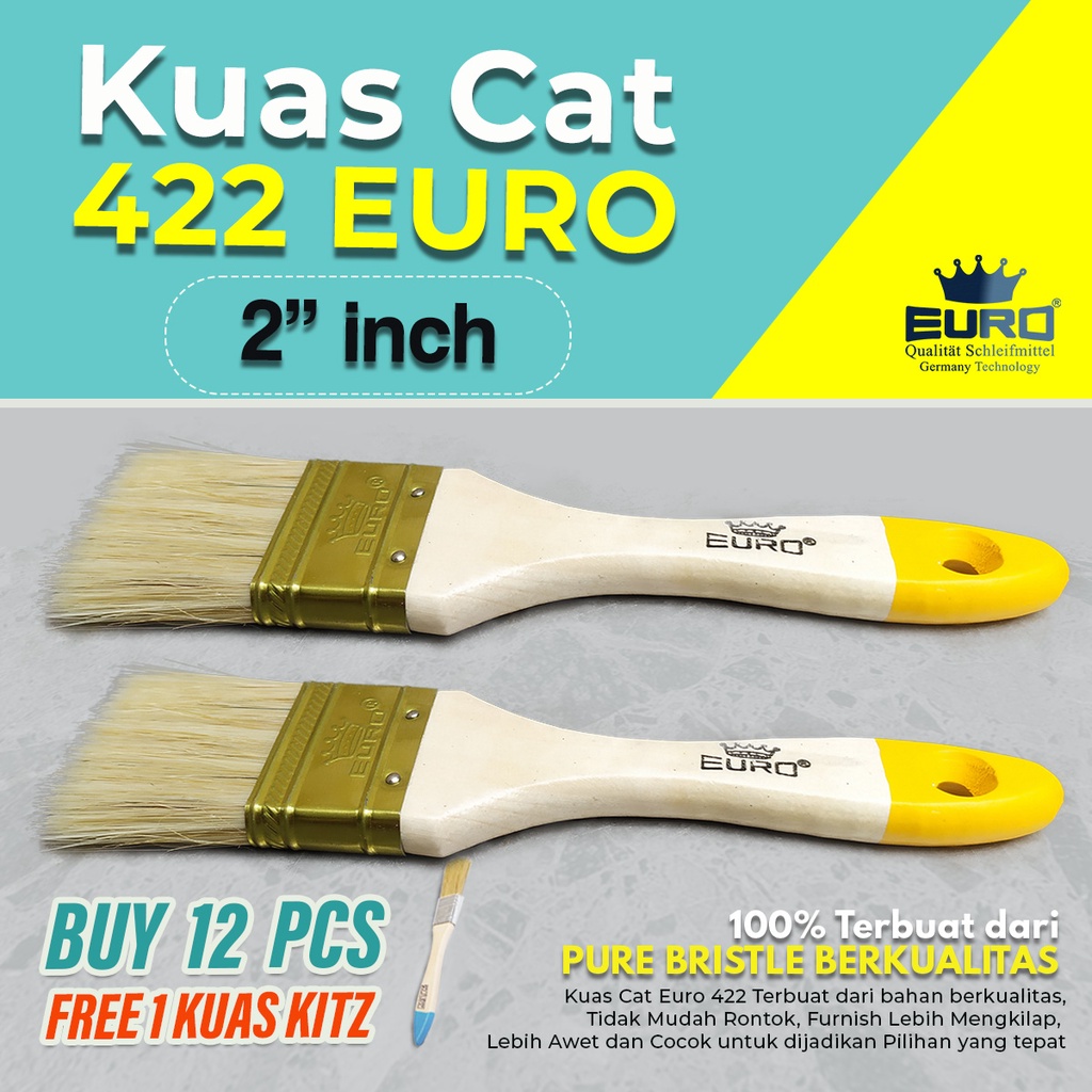 Kuas cat tangan 2 inch paint brush EURO 422 gagang kayu kuas tembok