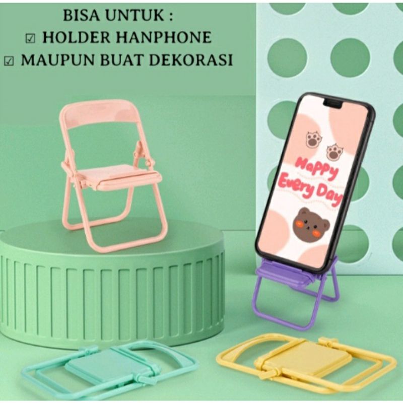 KD 1 Stand Handphone Model Kursi Macaron Sandaran Hp Kursi Lipat Stand Aksesoris Universal Phone / Stand Kursi Hp Macaron / Stand Holder Hp Model Kursi / Holder Hp Kursi Lipat / Folding Chair Stand Holder / Dudukan Ponsel Kursi Phone Holder