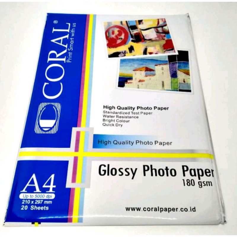 KERTAS FOTO / GLOSSY PHOTO PAPER CORAL ISI 20 SHEETS