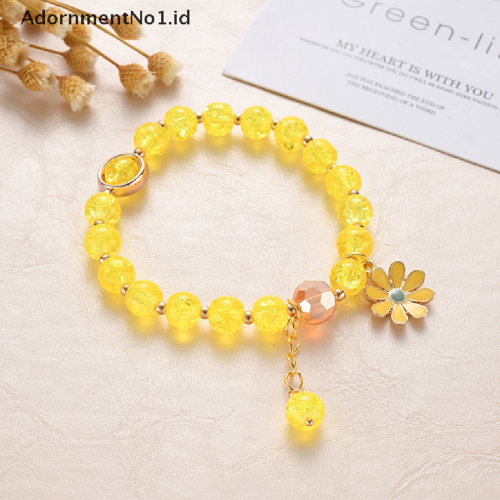 [AdornmentNo1] Korean Crystal Bracelet Pink Cute Girly Bracelet Daisy Gelang Tangan Perempuan Gelang Wanita Aksesoris Fashion [ID]