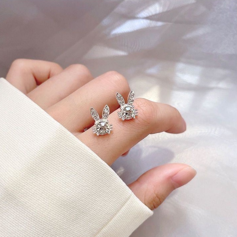 Papaozhu 7pasang s925 Perak Korea Glossy Mutiara Zirkon Anting Set Untuk Wanita Perempuan Elegan Berlian Imitasi Hati Kelinci Cherry Anting-Anting Pakaian Sehari-Hari Telinga Perhiasan Hadiah