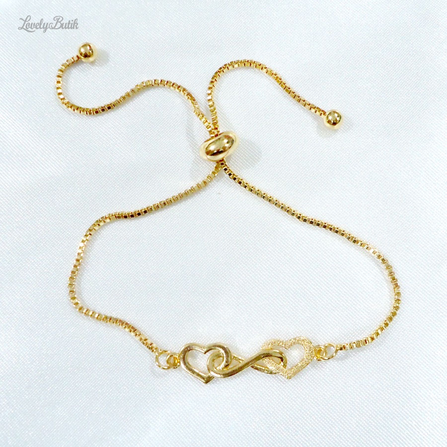 Gelang Tangan Xuping Gold Wanita Dewasa Model Serut Permata Love Lovelybutik