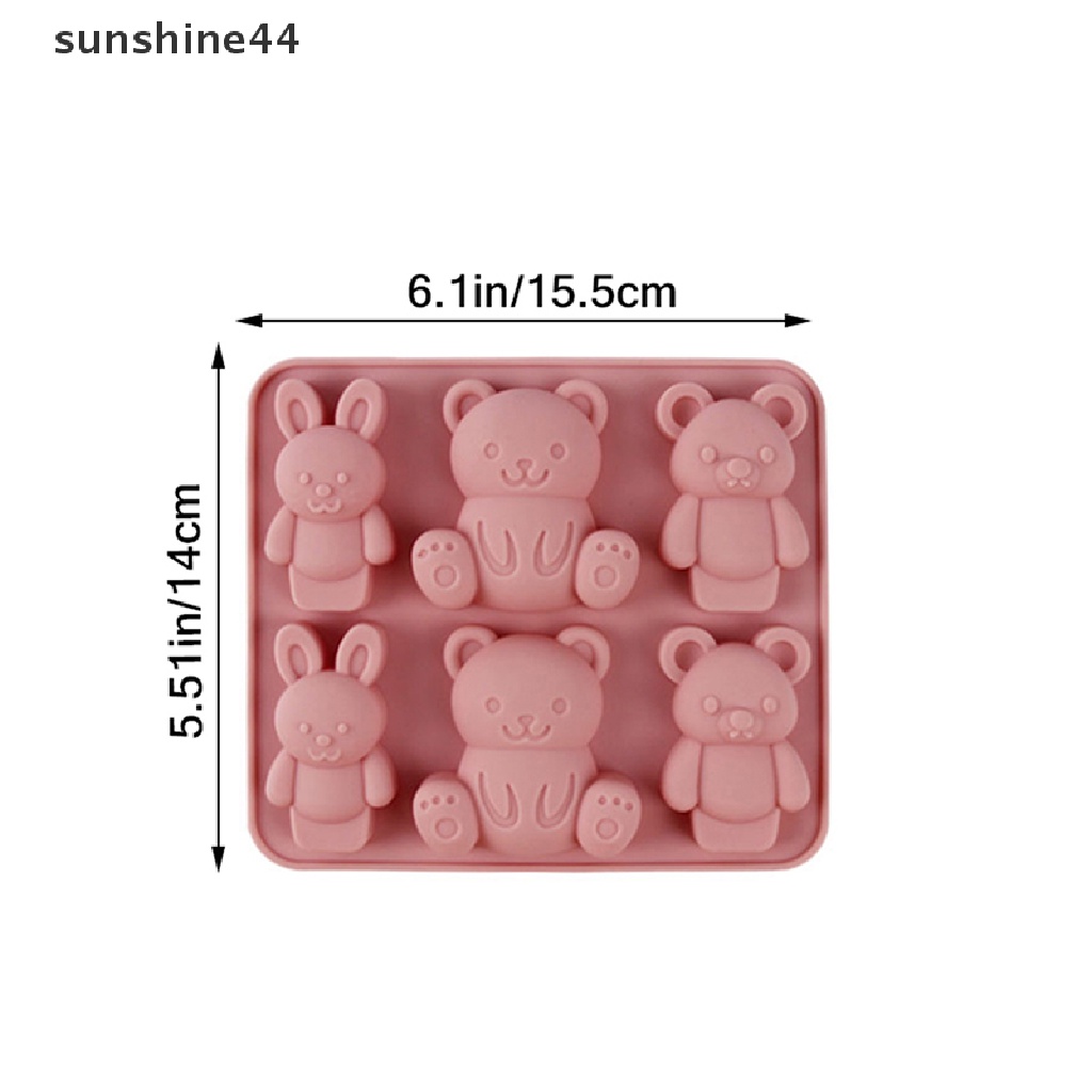 Sunshine 1Pc 6-rongga Cetakan Silikon Lucu Kartun Hewan Cetakan Kue DIY Membuat Alat.