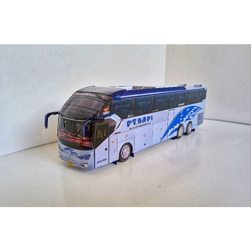 Miniatur Bus Kertas PT RAPI, Skala 50, Panjang 27 cm