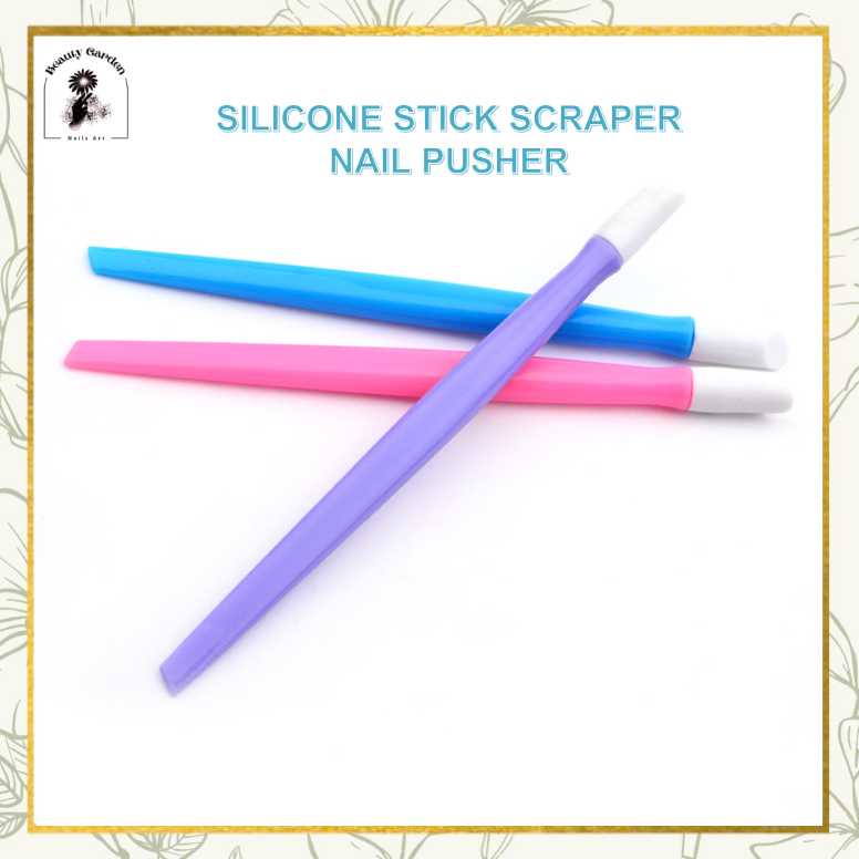 [ COD ] Silicone stick scraper nail pusher double ended / Warna Random stik silikon silicon sticker kuku nail art