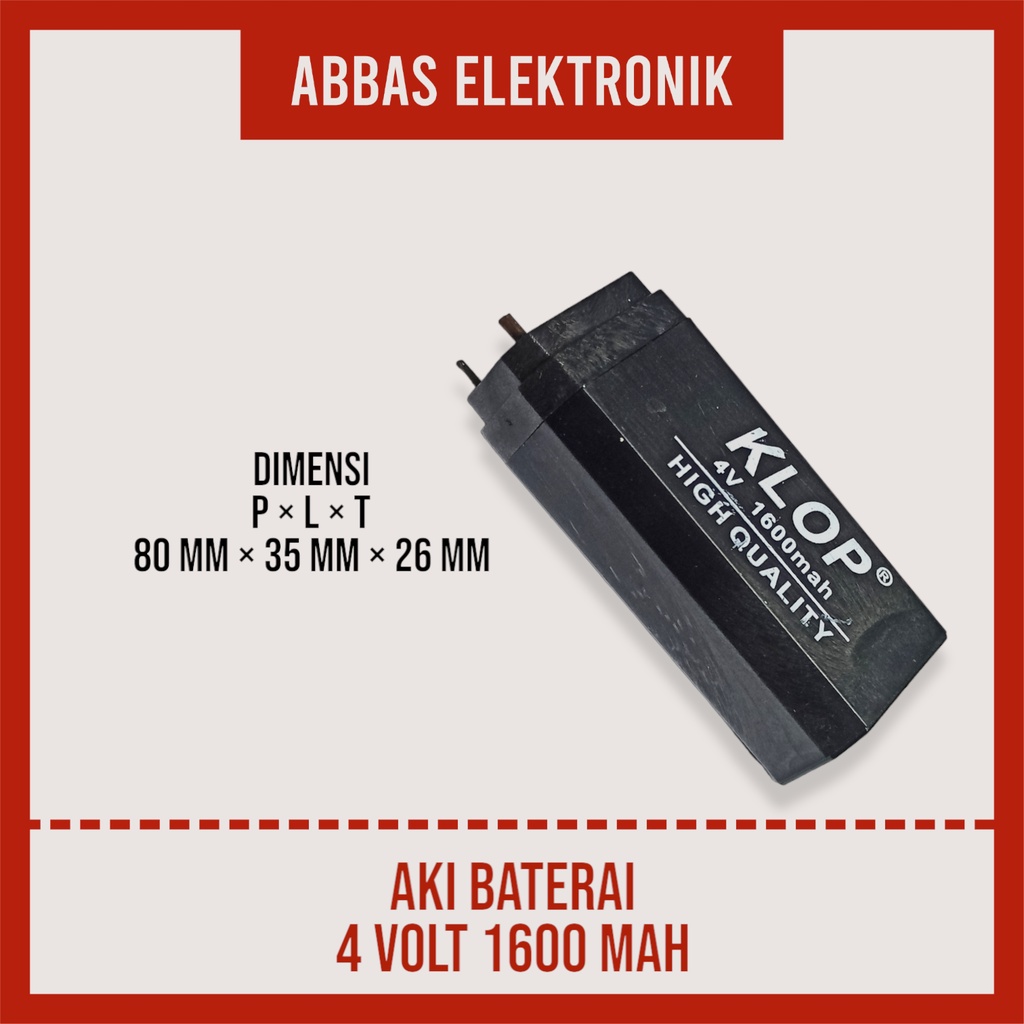 BATU 4V 1600MAH AKI BATERAI LAMPU EMERGENCY DARURAT BATERAI AUDIO PORTABLE 4 VOLT 1600 MAH