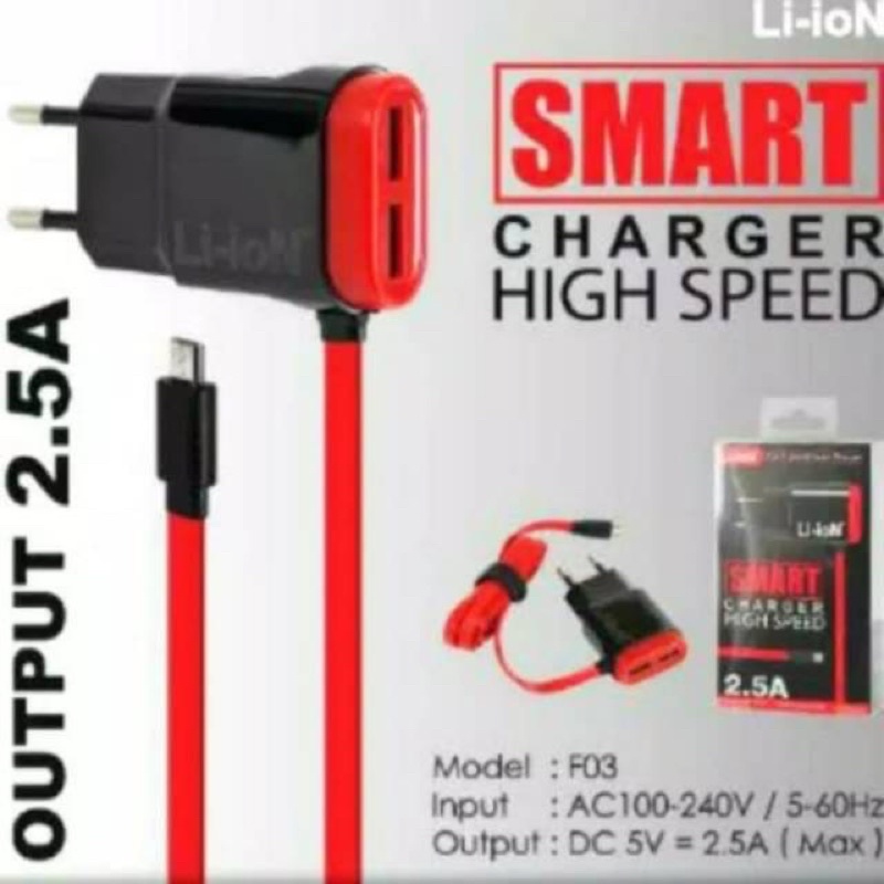 Charger LION 2 USB HIGH SPEED 2,5A .ANDROID MICRO USB