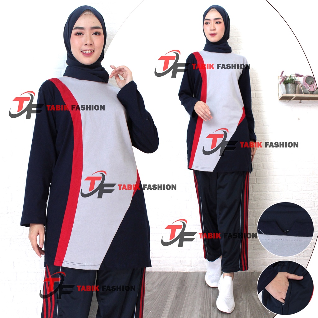 Setelan Olahraga Wanita muslimah/Baju Senam Wanita 1 Set Training Muslimah
