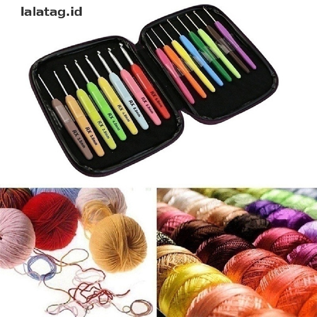 [lalatag] 8/16pcs Benang Kait Crochet Berwarna Bahan Aluminium Knitg s Set Tool Kit Dengan B [ID]