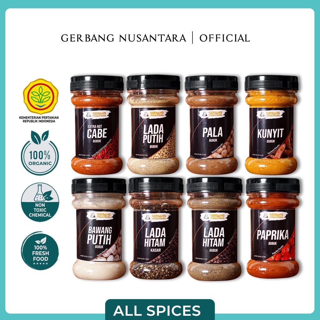 BUMBU DAPUR KUNYIT KETUMBAR LADA HITAM BAWANG MERAH PUTIH BUBUK- REMPAH GERBANG NUSANTARA- BUBUK ALL SPICE