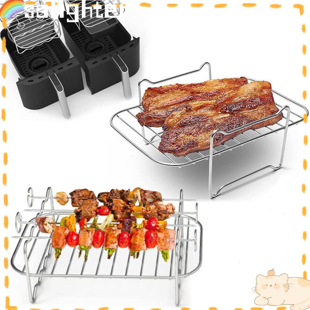 Solighter Air Fryer Rak Serbaguna Double Basket Air Fryer Aksesoris Grill Rack