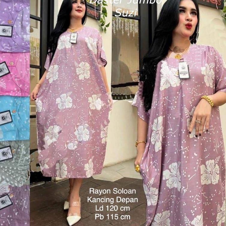 GROSIR_JAKARTA Daster Kencana Ungu Batik - Motif Abstrak - Ritsleting depan - Busui - Bumil - rayon