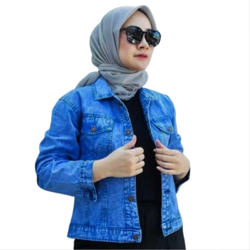 Jaket Wanita Jeans Jumbo Denim Jaket Jeans Cewek Big Size