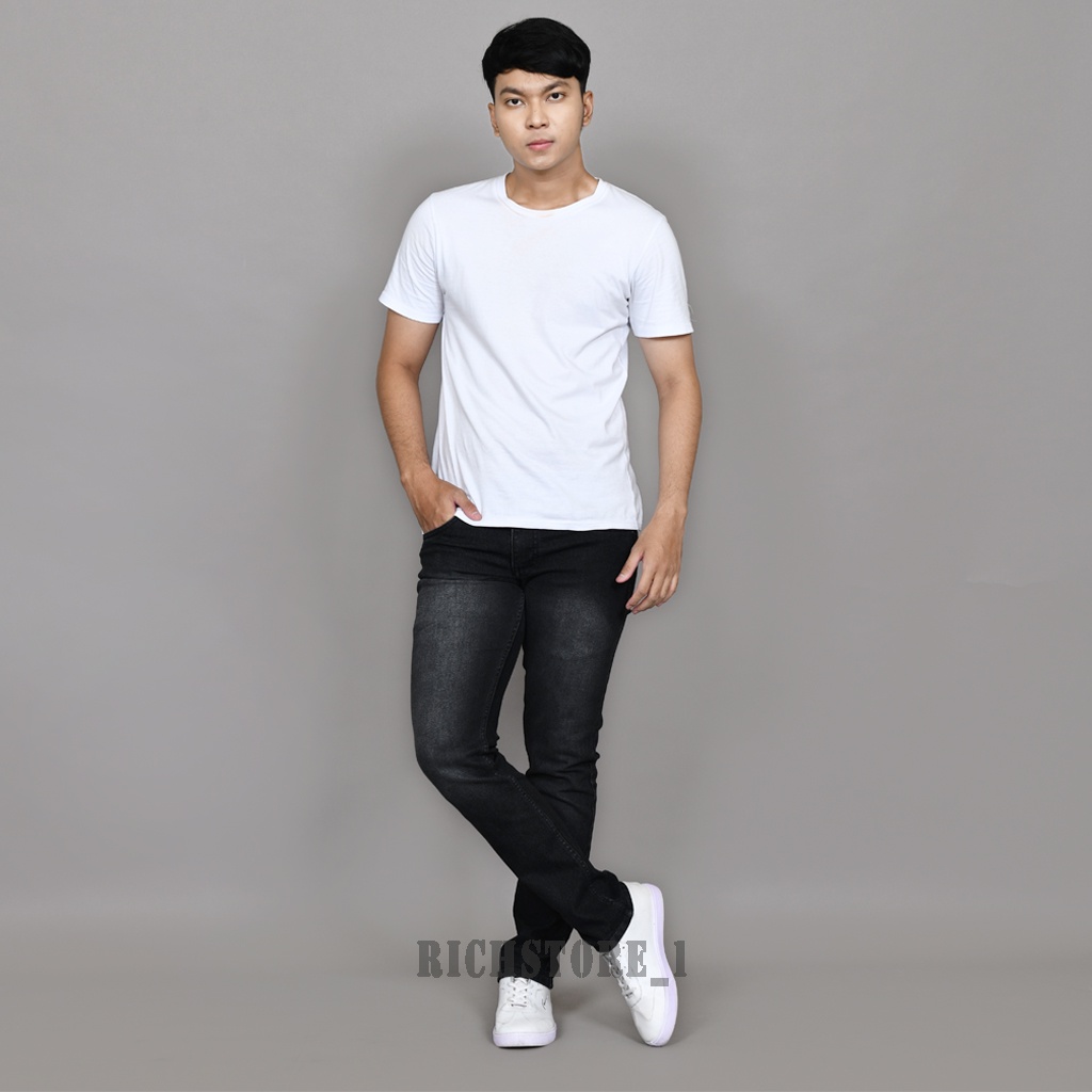 Celana Jeans Pria Slim Fit Stretch Black Jazz BH Original Brand Bige Size 27-44