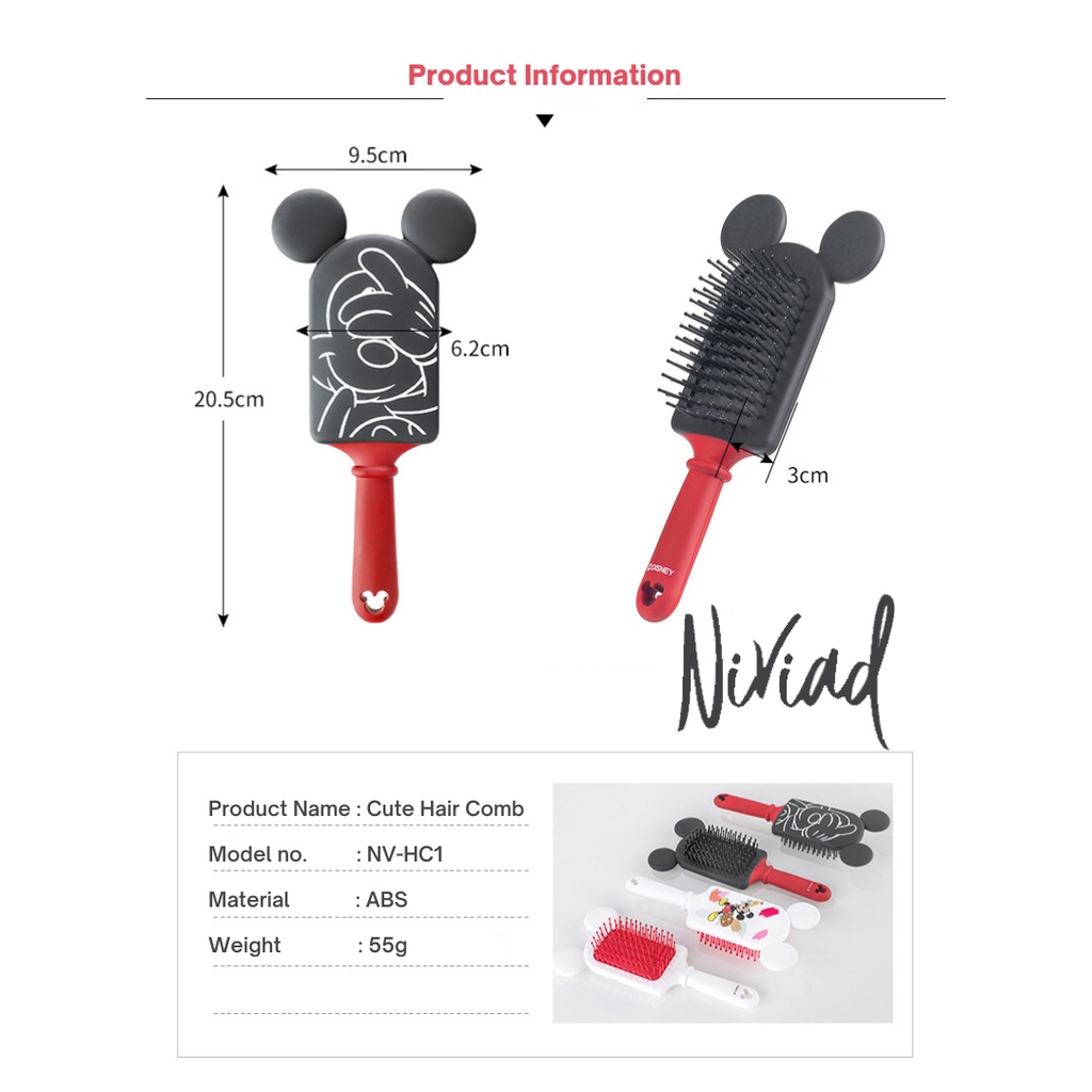 Sisir Anti Kusut/Anti Static Comb Airbag Hair Massage Mickey Edition