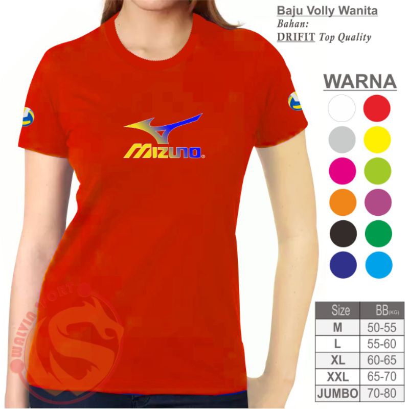 Baju Atasan Volly Olahraga Wanita Kaos Voli Senam Zumba Aerobik Warna Merah