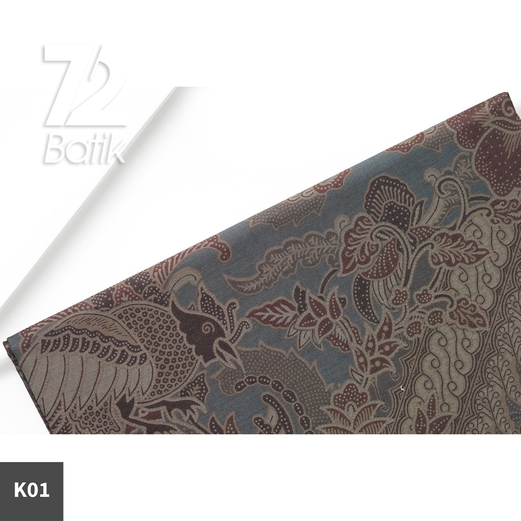 KAIN BATIK PREMIUM Bahan Katun Motif Burung Ekor Panjang Abu Grey 722690 Cap 72 Jarik Jarit Samping Kebat Panjang Batik Katun Modern Premium Bahan Seragam Batik Pernikahan Kantor Keluarga Murah Kamen Jadi Batik Bali Lembaran