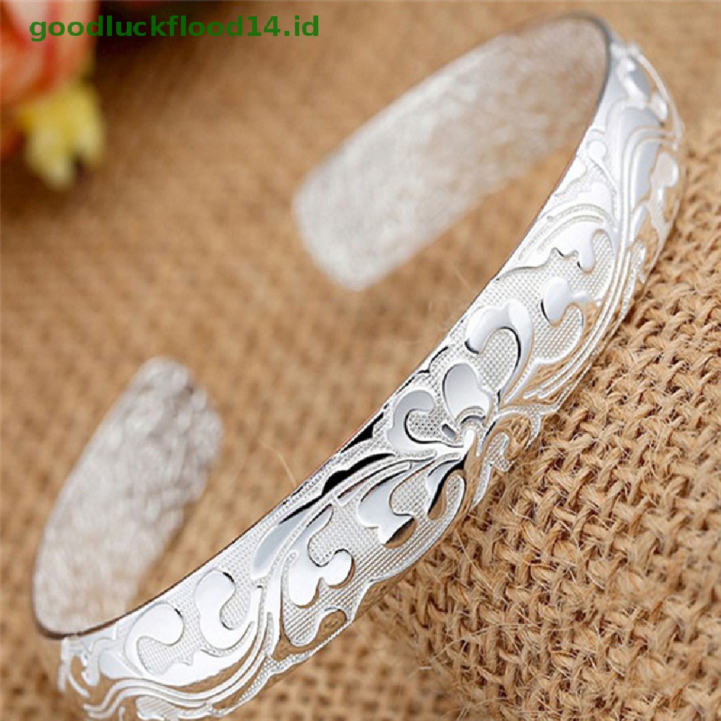 [GOOGFOUR] Fashion Perhiasan Wanita Perak Disepuh Bangles Cuff Bracelets Kualitas Tinggi [TOP]