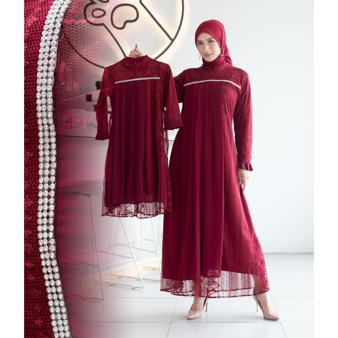 GAMIS COUPLE IBU DAN ANAK / GAMIS MODERN COUPLE / BAJU KONDANGAN WANITA / GAMIS BROKAT MALIKA / GAMI
