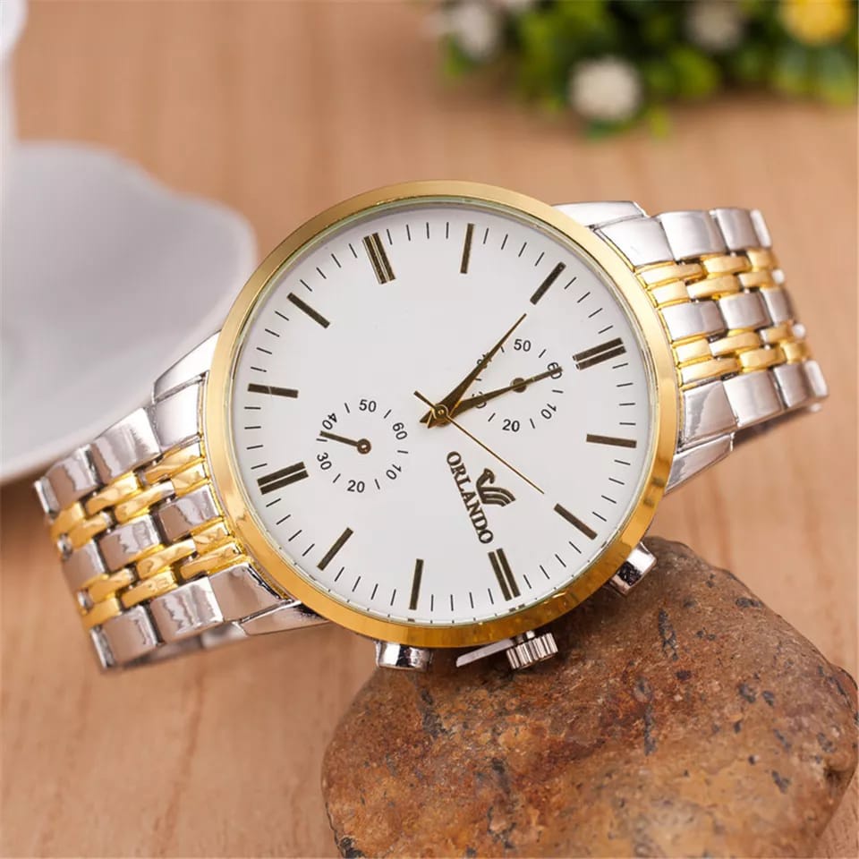 Jam Tangan Pria Fashion Terbaru Waterresistant ORIGINAL Import Orlando R 30 Model Luxury Business Strap Rante Stainless Steel Anti Air Man Watch Auto Date Analog Kekinian (FREE BOX)