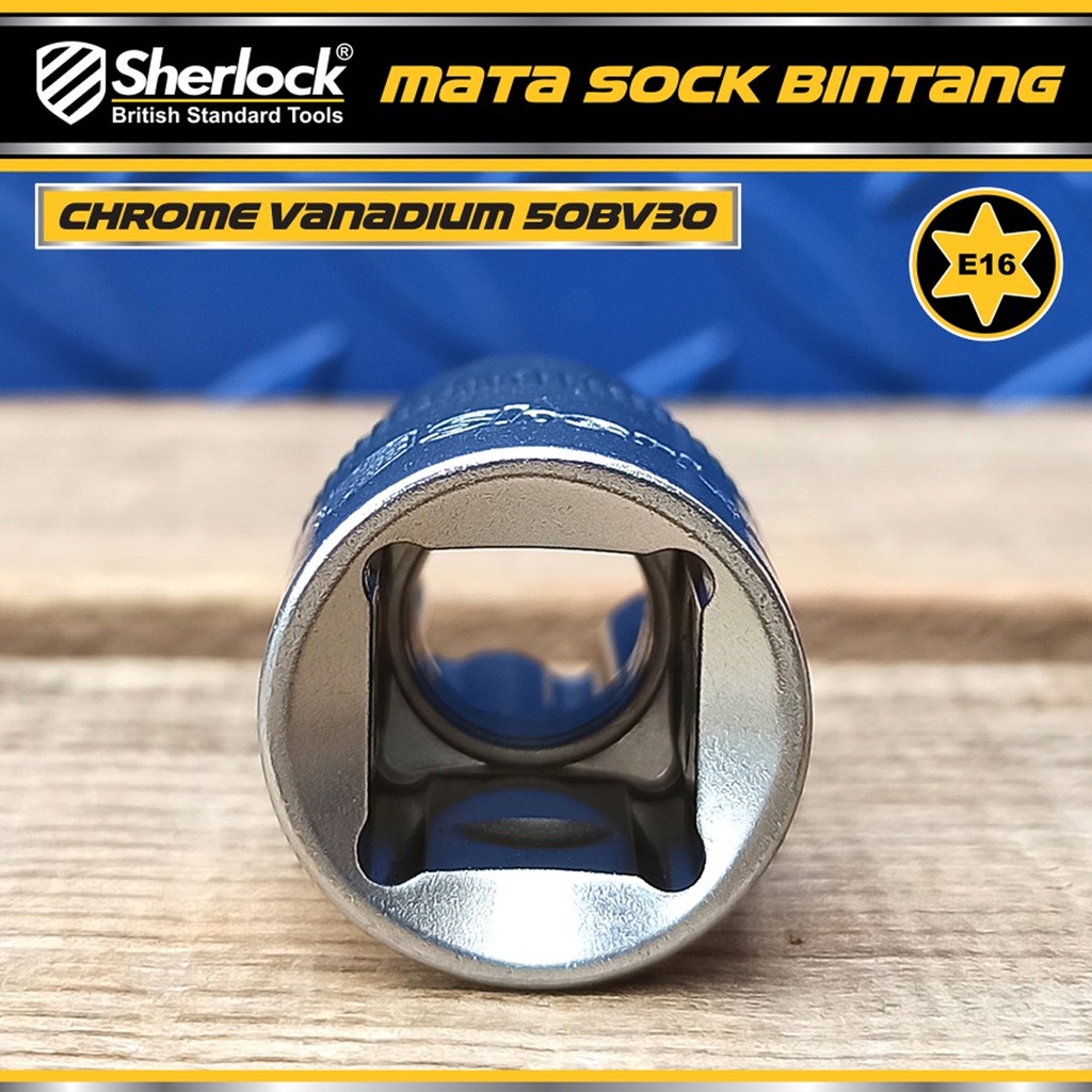 Kunci Shock Bintang Sok E16 1/2 inch Drive Star Socket Sherlock