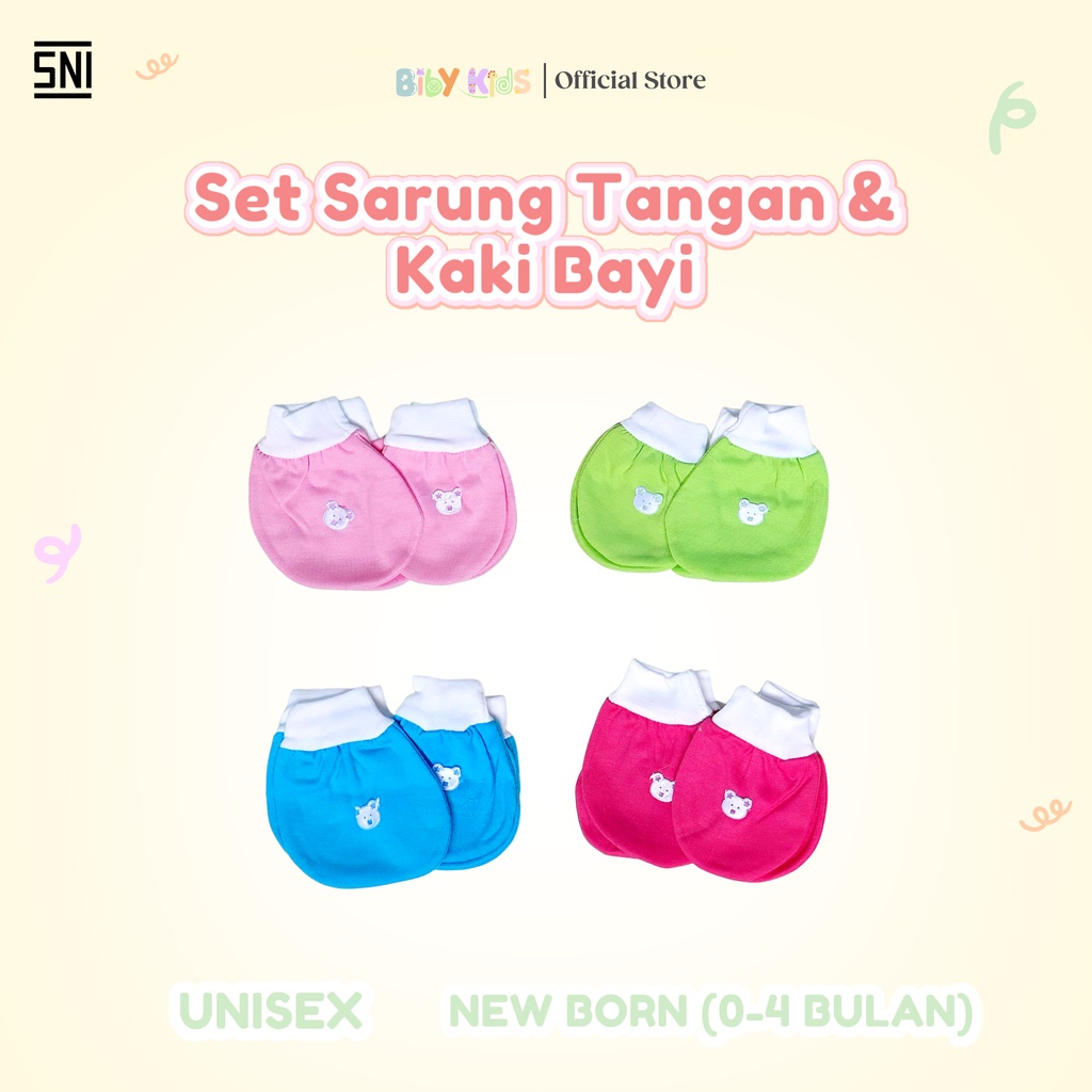 SNI Sarung Tangan Bayi Set Sarung Kaki Murah Perlengkapan Baby Baru Lahir Newborn Unisex Motif Lucu