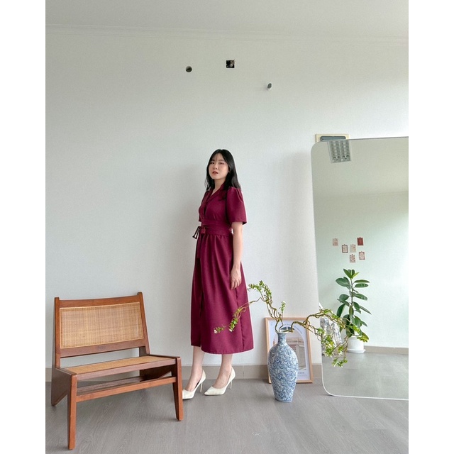 KANON - Kate Obi Dress - Dress imlek kemeja midi vintage bumil friendly