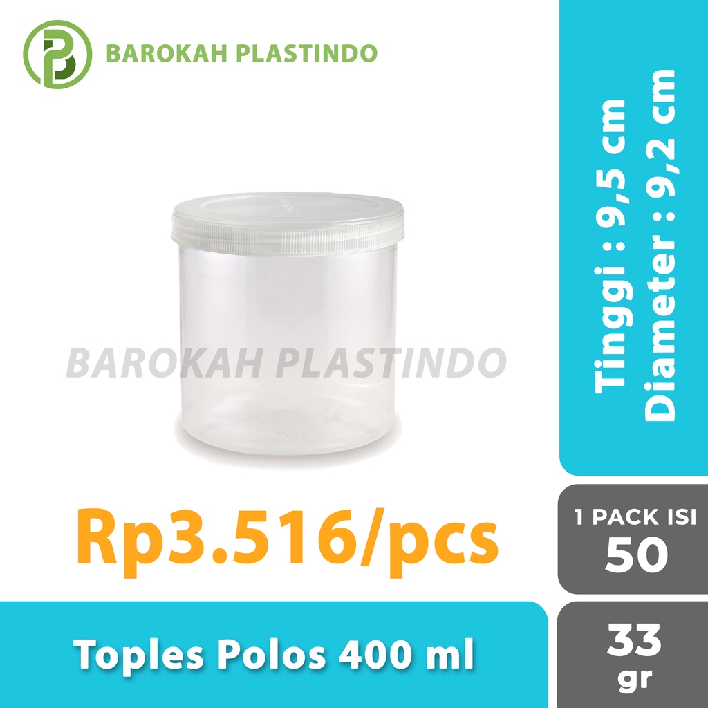 [1 PACK] Toples Polos 400 ml / Toples Kue 400 ml / Toples Plastik 400 ml / Toples 400 ml
