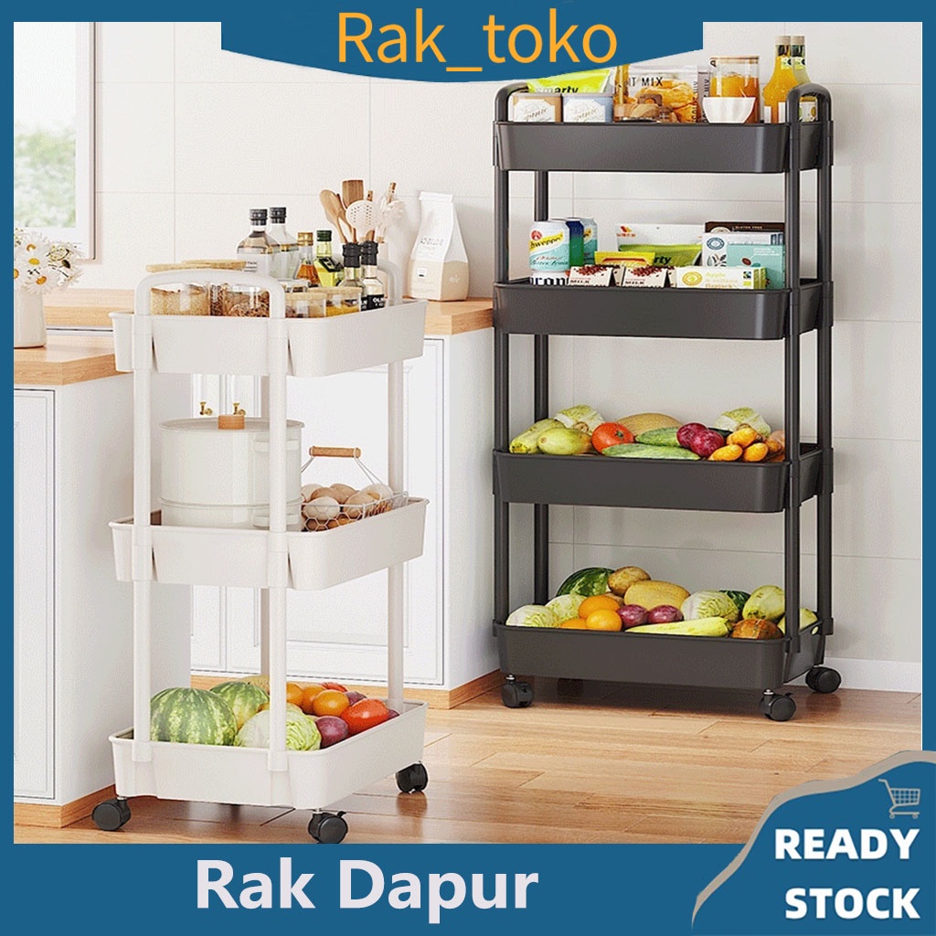 Rak Troli Susun Rak Kamar Mandi Dapur Kamar Tidur Serbaguna 4 Susun Rak Penyimpanan Trolley Salon