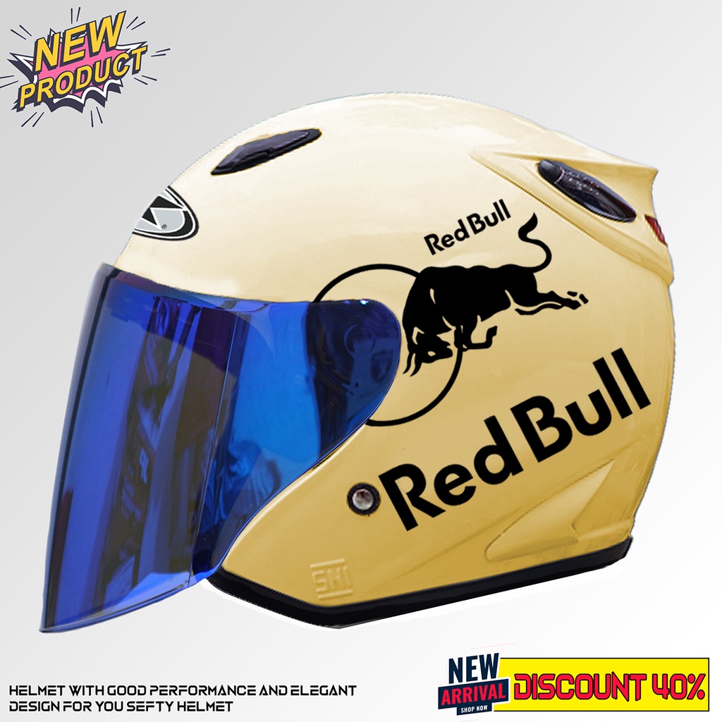 HELM INK CENTRO KW SOLID RED BULL KACA FLAT VENOM SILVER/BLUE/GOLD/BENING COD UNTUK PRIA DAN WANITA DEWASA COD