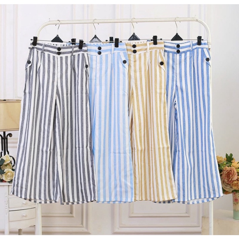 Hanna Kulot Salur Linen Wanita Celana Kulot Motif