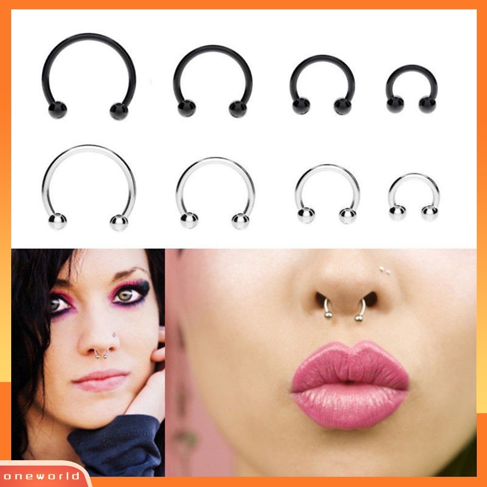 [oneworld] 10pcs Stainless Steel Tapal Kuda Bar Bibir Hidung Septum Cincin Telinga Stud Tindik Tubuh