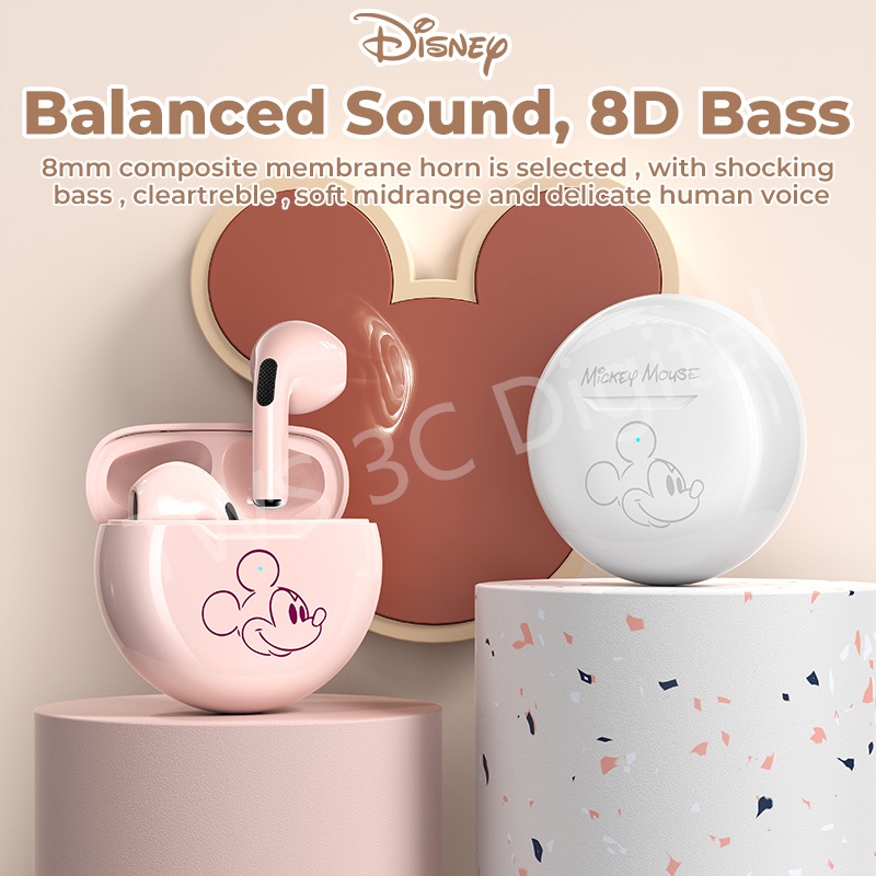 Disney TWS Headset Bluetooth 5.2 Kartun Mini Wireless Pro4 Earphone HIFI Musik 100% Ori Dengan Mikrofon