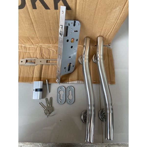 kunci pintu minimalis silinder putar knop/ 2 gagang 1 set kunci pelor/ paket komplit kunci pintu minimalis/ handle pintu