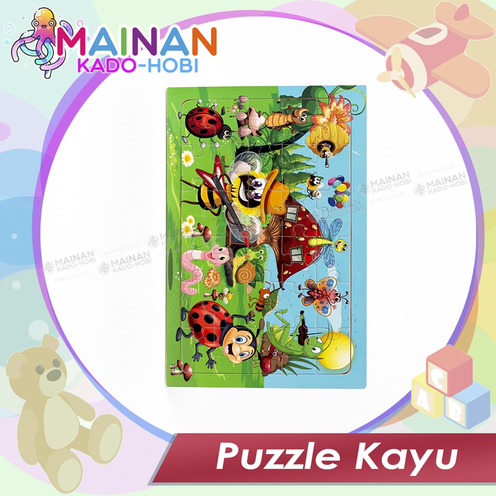 MAINAN EDUKASI ANAK KREATIF PUZZLE KAYU 3D BERGAMBAR MOTIF LUCU