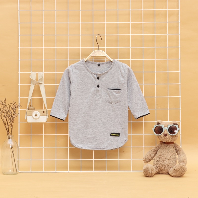 HEPPIKIDSINDO - Baju Koko Anak Laki Laki Abu Misty uwais Series pakaian Muslim anak bahan Kaos 2-3-4