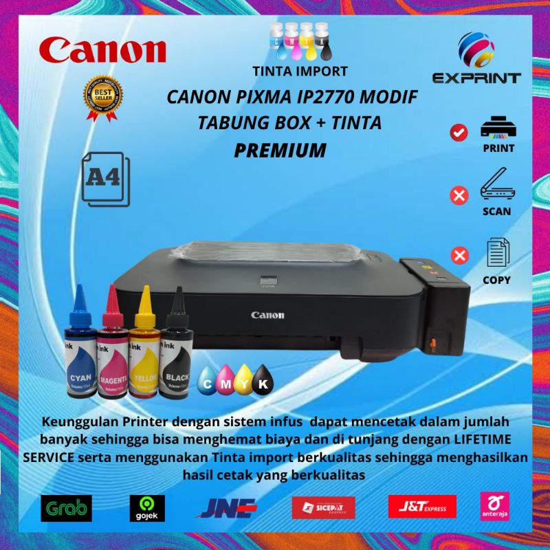 Canon IP2770 Print Only Upgrade Infus Tabung Kotak+Tinta Premium