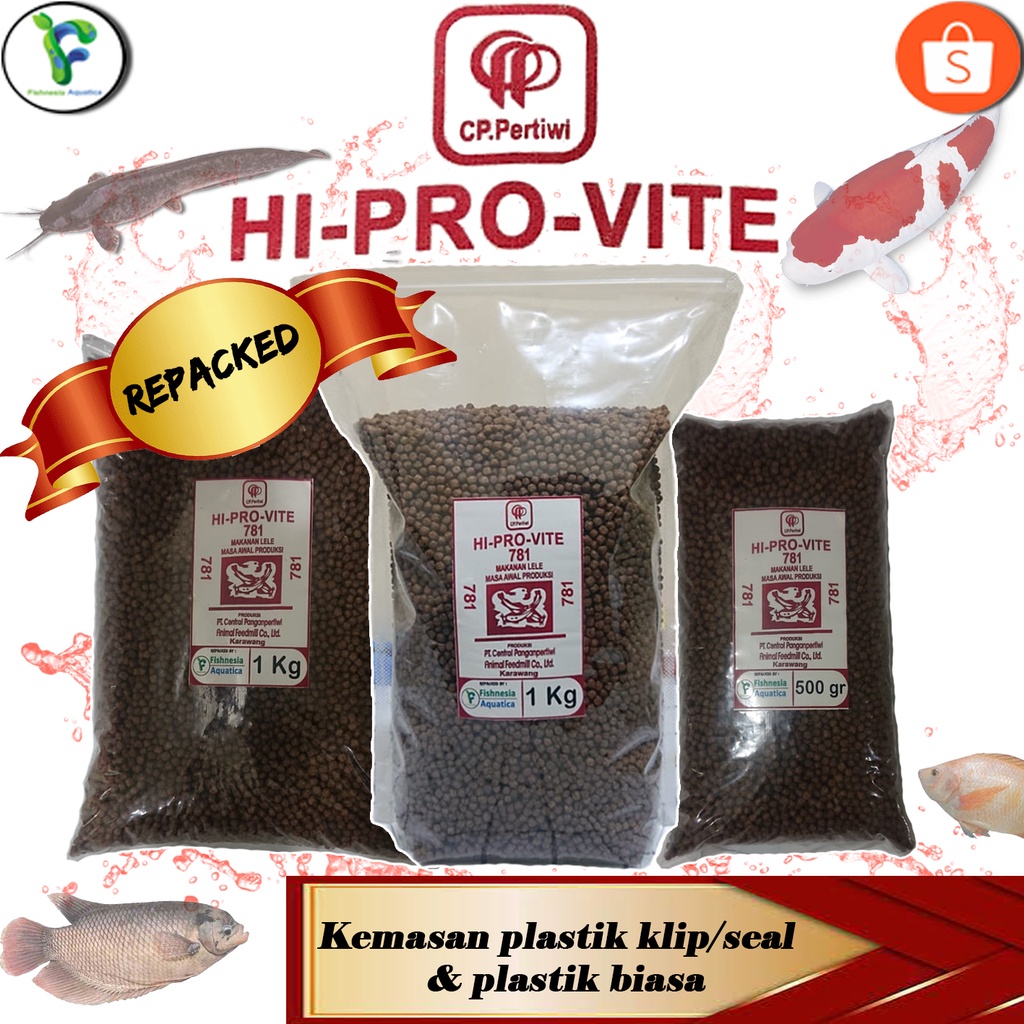 Pelet ikan Hi-Pro-Vite 781 pakan ikan Lele Nila Gurame KOI REPACK Murah