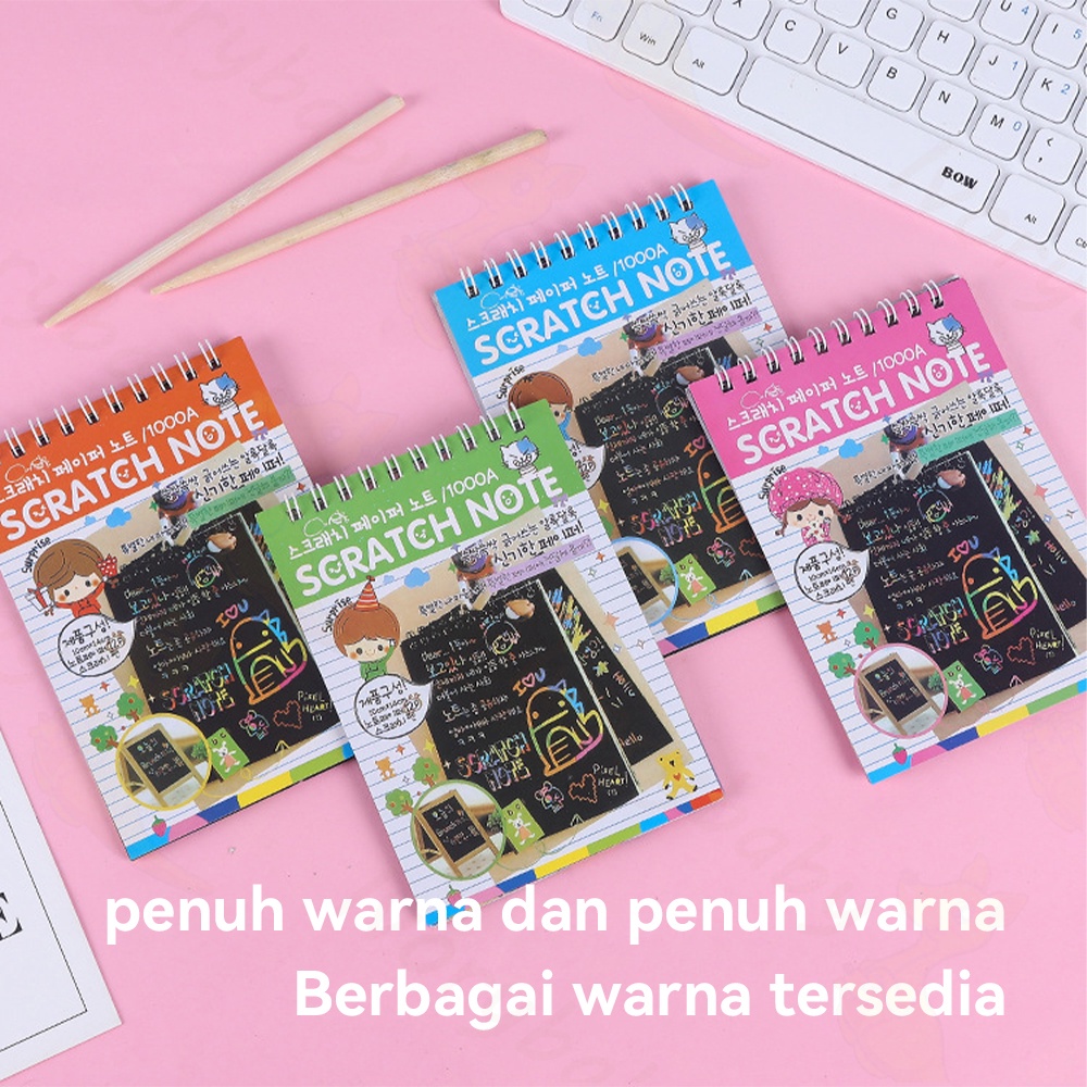 Ivorybaby Scratch note kecil Rainbow scratch paper note book Buku magic warna