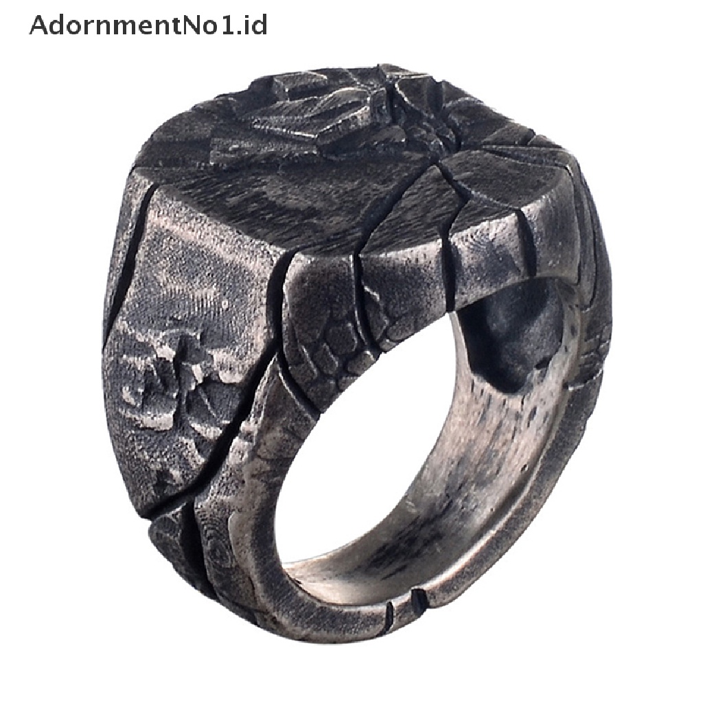 [AdornmentNo1] Fashion Vintage Pria Cincin Baru Retro Tren Hip Hop Punk Cincin Tidak Teratur Garis Geometris Retak Jari Telunjuk Cincin Perhiasan Pria [ID]