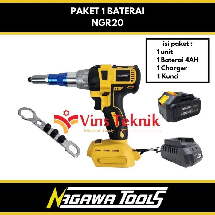 PAKET 1 BATERAI Rivet baterai Blind Riveting Gun Nagawa Tools NGR20