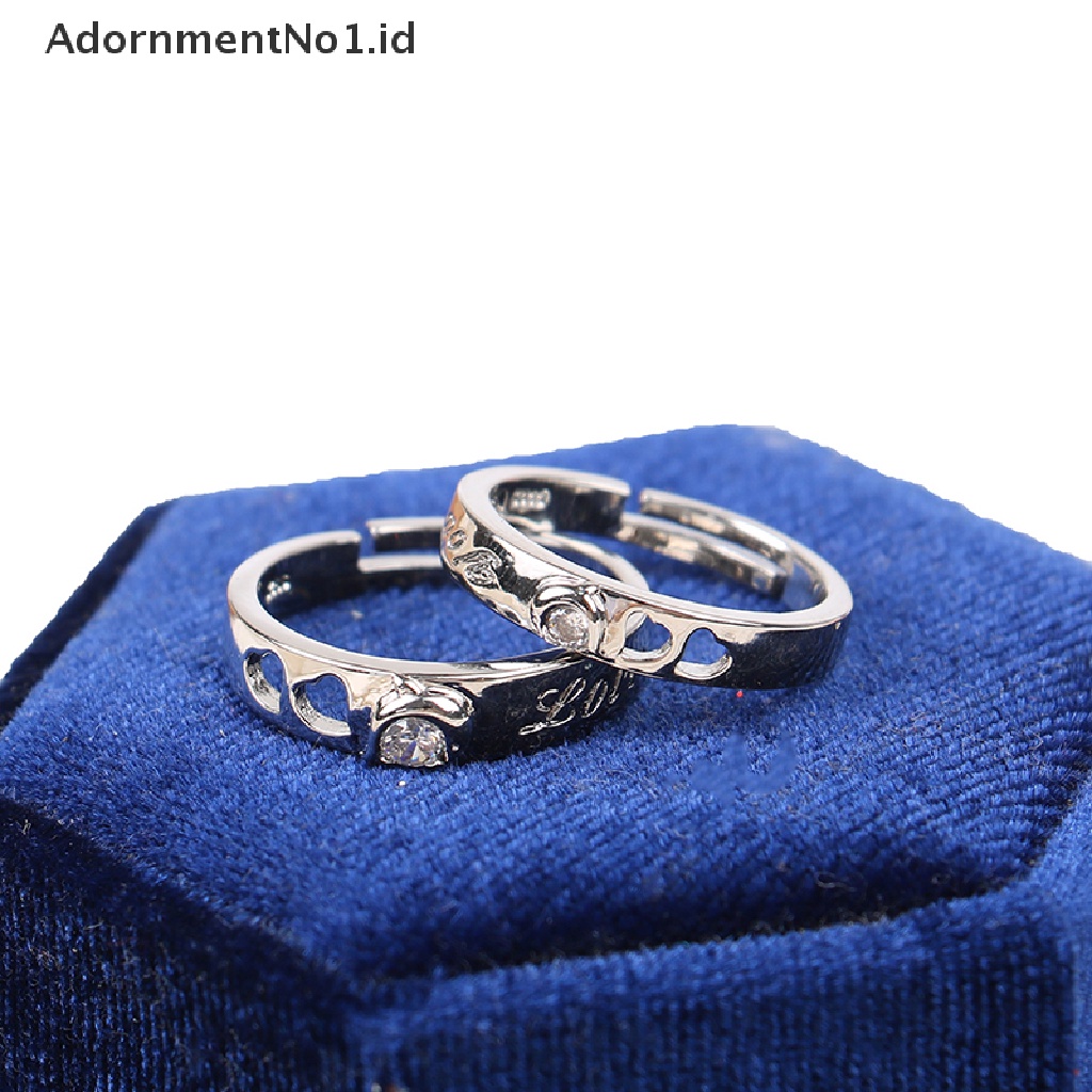 [AdornmentNo1] 1pasang Cincin Couple Pria Wanita Pecinta Pernikahan Cincin Zirkon Romantis Valene Day Now Ring Open Ring Perhiasan Hadiah [ID]