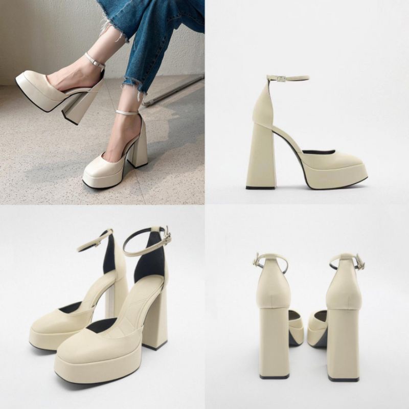 Sepatu Hak Tinggi Wanita | Sepatu wedges warna putih