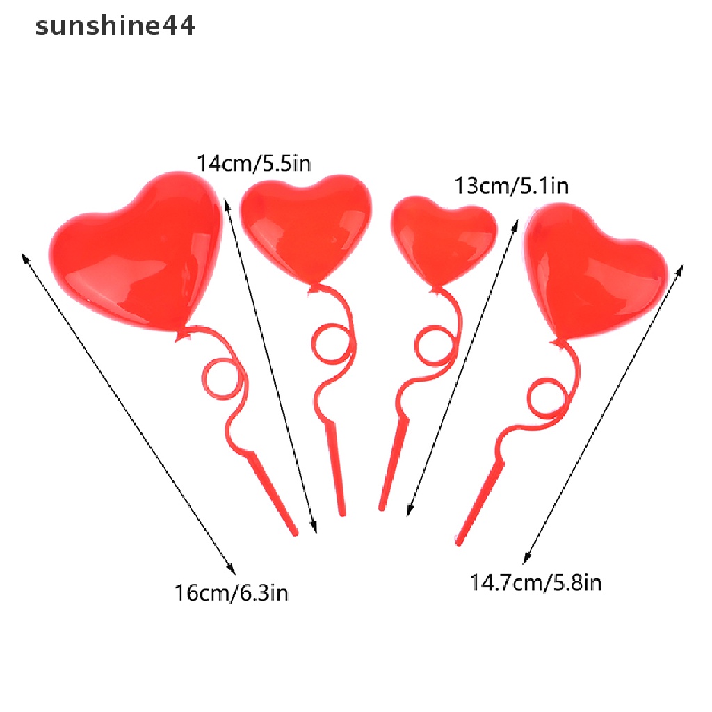 Sunshine 1Set Hati Balon Hiasan Kue Valenes Day Perlengkapan Pesta Pernikahan Dekorasi Kue Rumah Boneka Balon Mix Ukuran.